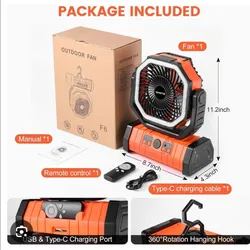 Ventilador recargable batería de litio 20 mil mha