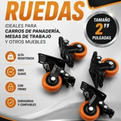 Ruedas giratorias 2 pulgadas (color naranja)