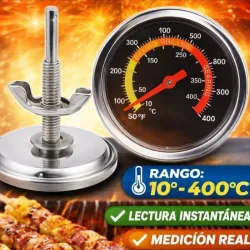 Termometro de Acero Inoxidable Fahrenheit - 10-400 Grados Celsius Lectura Instantanea....