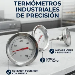 Termometro de Acero Inoxidable Medidor de Temperatura 0-500 Grados Celsius Lectura Instantanea....