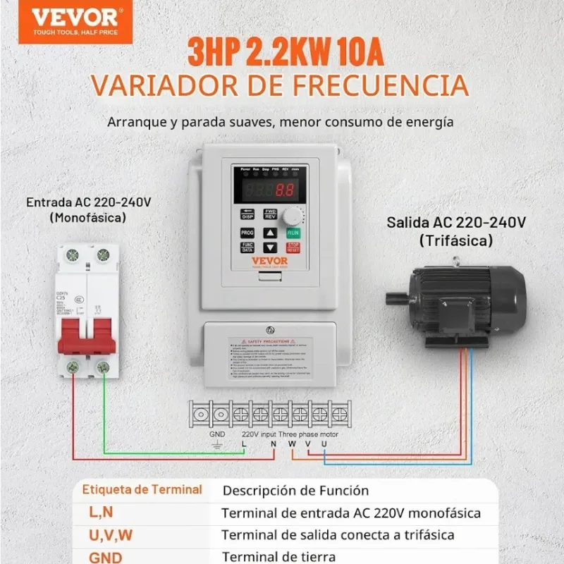 Variador de Frecuencia VFD 2.2KW 3HP 10A