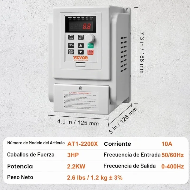 Variador de Frecuencia VFD 2.2KW 3HP 10A