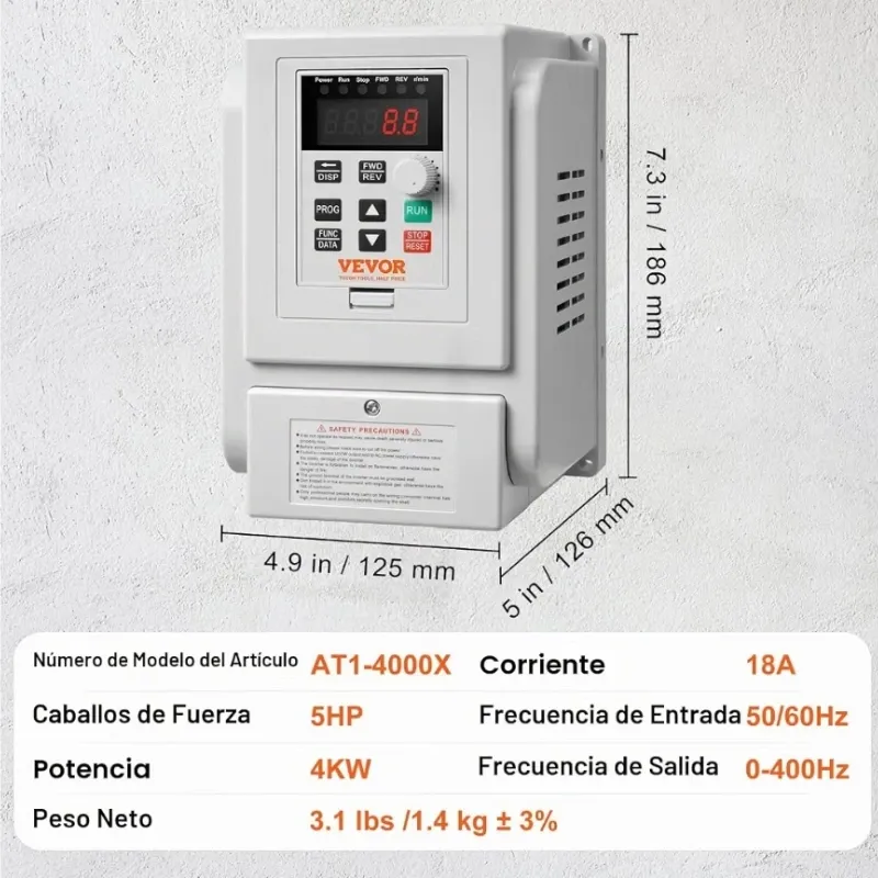 Variador de Frecuencia VFD 4KW 5HP 18A