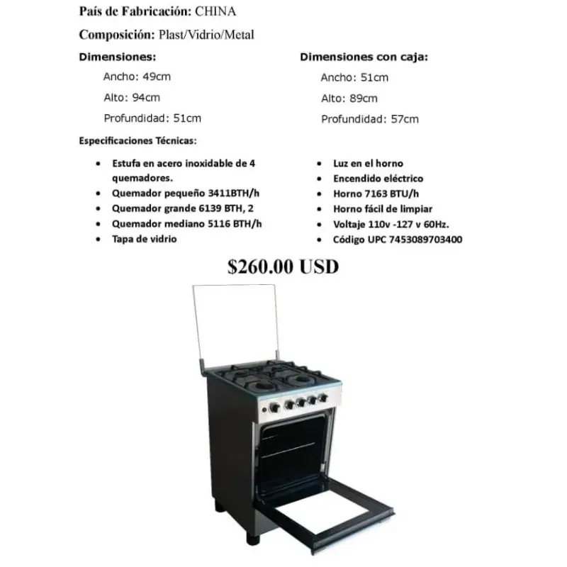 COCINA CON HORNO ROYAL 20"