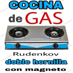 COCINA DE GAS RUDENKOV DOBLE HORNILLA CON MAGNETO 