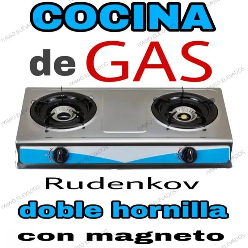 COCINA DE GAS RUDENKOV DOBLE HORNILLA CON MAGNETO 