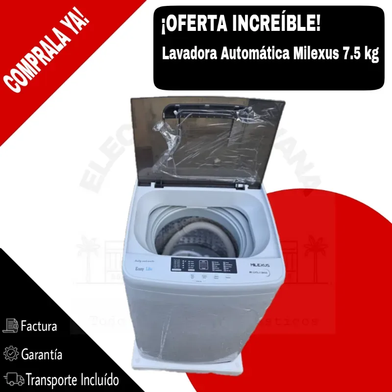 LAVADORA AUTOMÁTICA MILEXUS 7.5 KG 