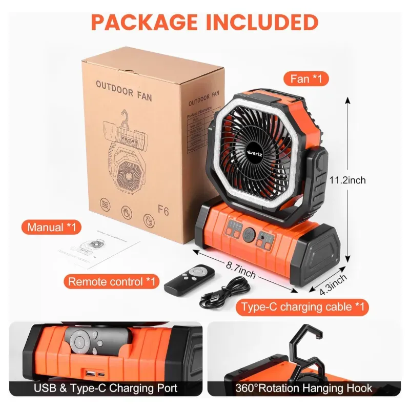 VENTILADOR RECARGABLE SACO F6 20000mAh