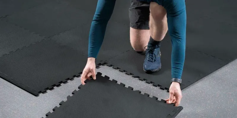 Baldosas de Piso Fitness Interlock – Pack de 4 (60 × 60 cm | 1.9 cm Grosor)