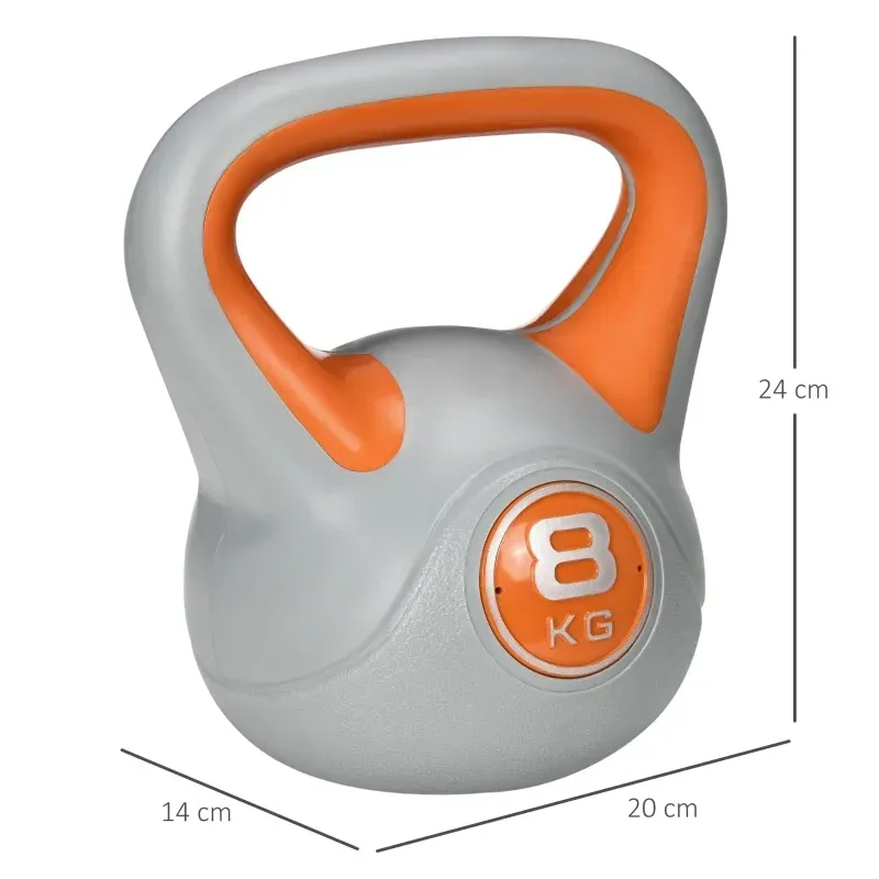 Kettlebell 8 kg de Cemento Recubierto en Plástico | Mango Ancho