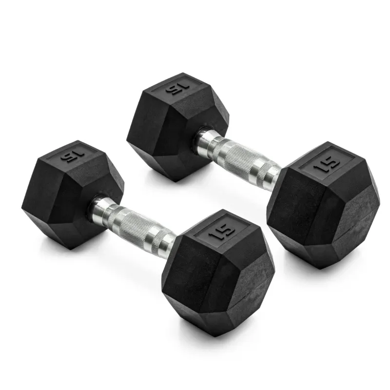 Mancuernas Hexagonales 15LB – Núcleo de Hierro con Recubrimiento de Goma.