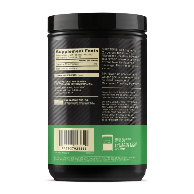Optimum Nutrition Micronized Creatine Powder – Creatina Micronizada Pura (120 Servicios)
