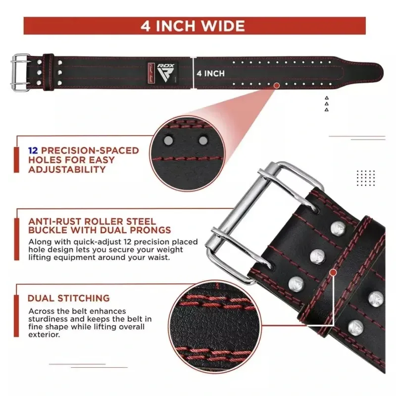 RDX WPB-RD1 – Cinturón de Powerlifting de Cuero