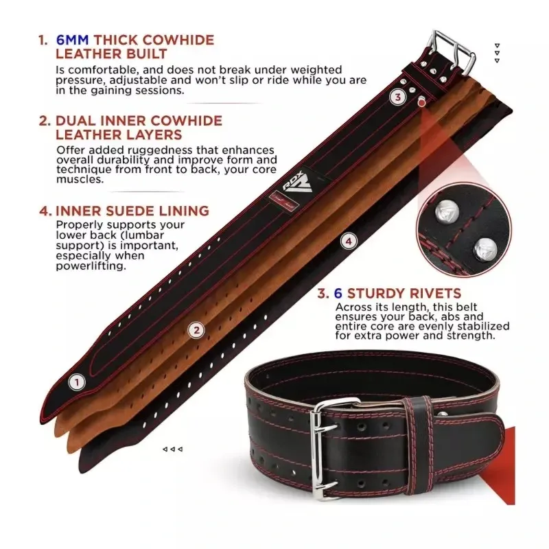 RDX WPB-RD1 – Cinturón de Powerlifting de Cuero