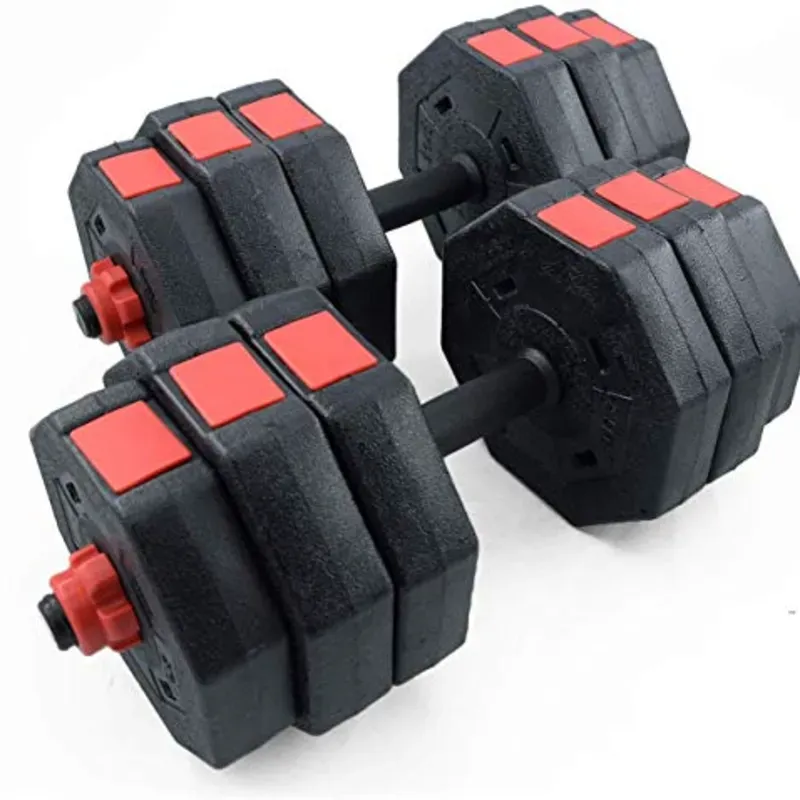 SET de Mancuernas Hexagonales Ajustables y Barra 