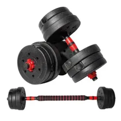 SET de Mancuernas Redondas Ajustables con Barra (10Kg y 30Kg)