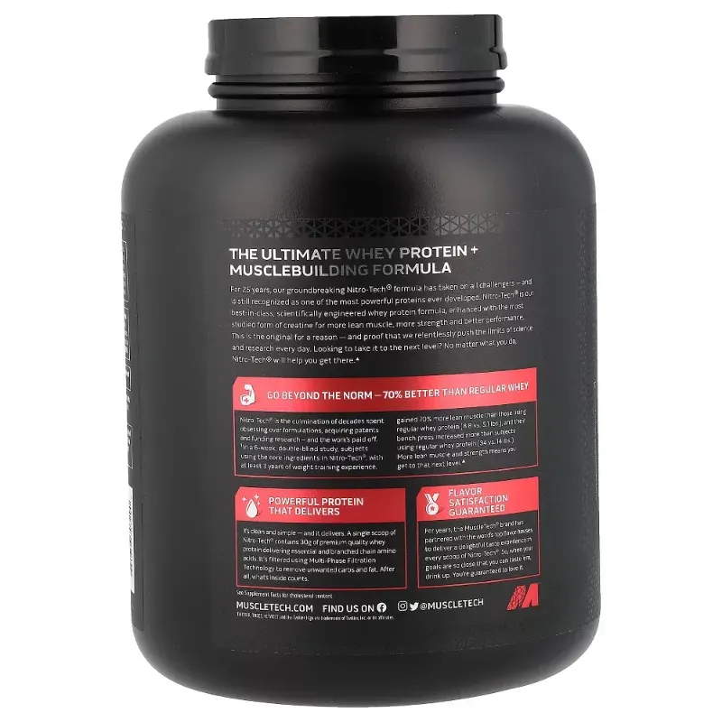 Whey Protein Nitro-Tech MuscleTech® – Proteína Avanzada para Masa Muscular | 4 lb)