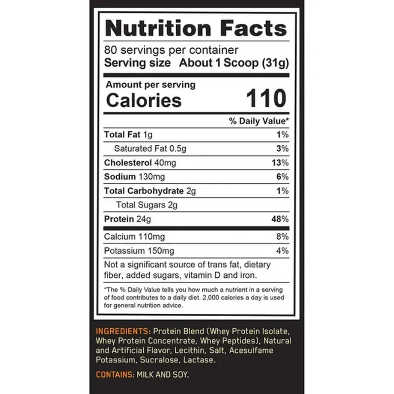 WHey Protein ON 80 Servicios 5,64Lb Sabores Chocolate y Vainilla.