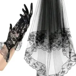 Conjunto de Velo y Guantes (Novia Cadáver)