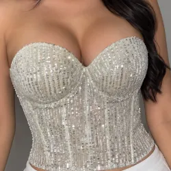 Corset Tope de brillo plateado