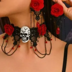 Juego de collar y aretes flor con caravela