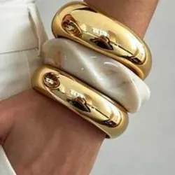 Juego de Pulseras Dorado y Blanco