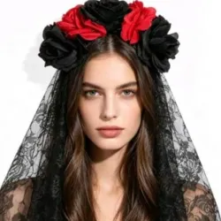 Tiara de Flores con Velo (Catrina)
