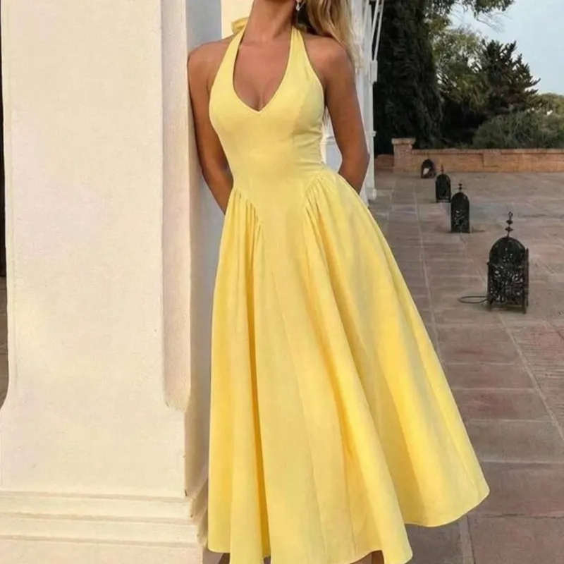 Vestido Amarillo corte 80s