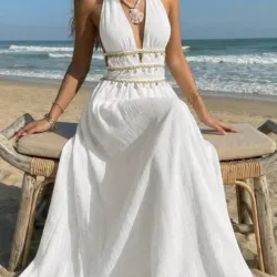 Vestido blanco largo playero