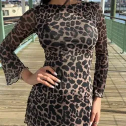 Vestido corto de mangas Animal Print