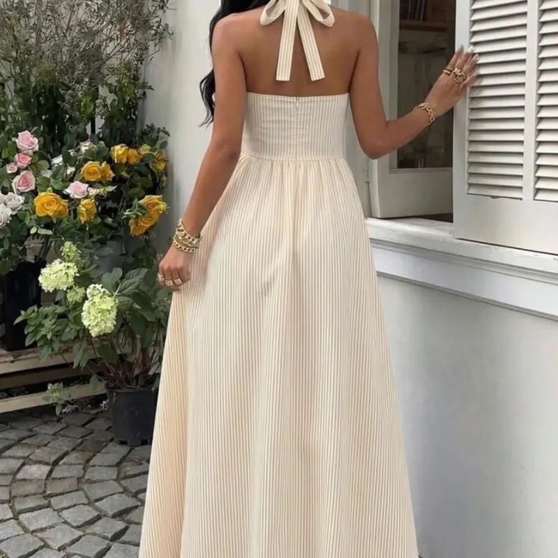 Vestido largo abierto estillo rayado