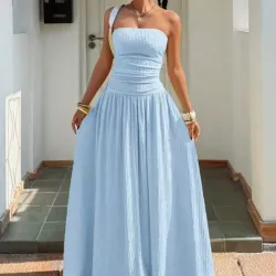 Vestido largo azul claro