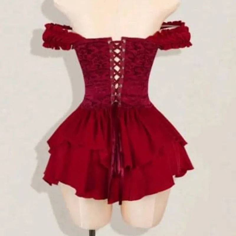 Vestido Rojo Gótico Romántico