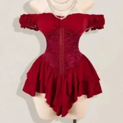 Vestido Rojo Gótico Romántico
