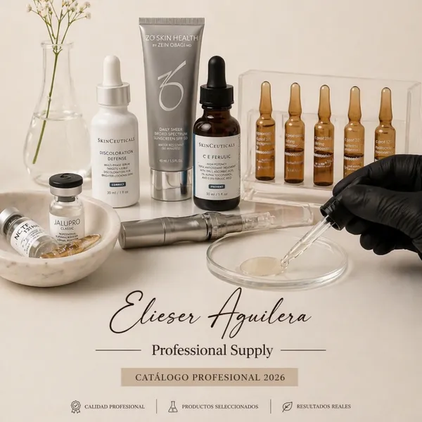 Elieser Aguilera Professional Supply es una tienda especializada en productos para profesionales de la cosmética y la estética, con una selección de marcas reconocidas y clínicamente probadas, bajo altos estándares de calidad y seguridad.
Detrás de cada producto encontrarás mi asesoría personalizada, respaldada por mi formación como médico en Cuba y esteticista licenciada en Estados Unidos, con especialización en PRP, terapia de Exosomas y dermocosmética profesional, entre otros.