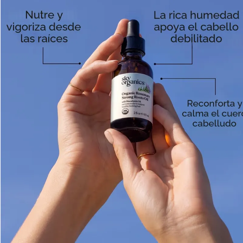 Cuidado capilar / tratamiento fortalecedor  Nombre del producto  Sky Organics Organic Rosemary Strong Roots Oil – 60 ml (2 fl oz)