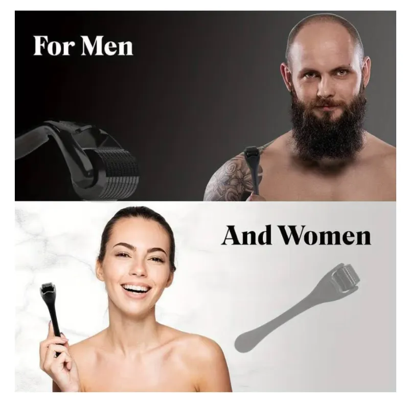 Rodillo Derma de Titanio 540 Microagujas, Barba y Cuero Cabelludo