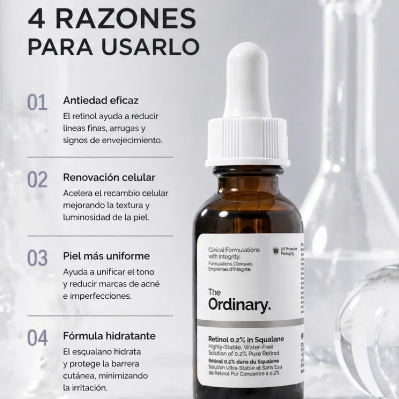 Sérum Renovador de Retinol 0.2% en Escualano – The Ordinary (30 ml)