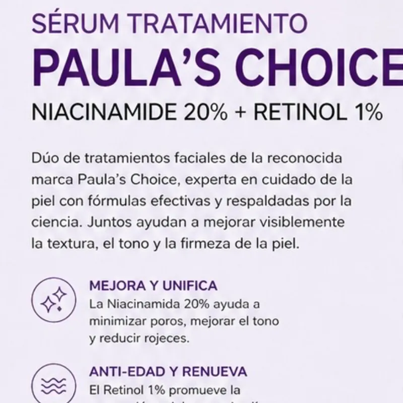 Sérum Tratamiento Niacinamida 20% + Retinol 1% Paula’s Choice (Dúo) 20 ml + 5 ml