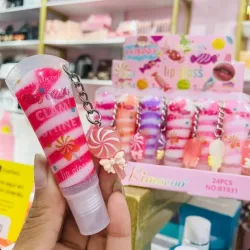 Lip gloss marmoleado con colgante Candy