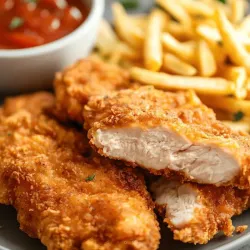 Pechuga de pollo empanada con papas fritas