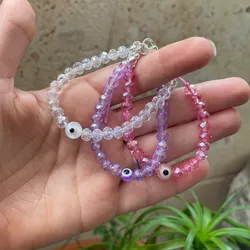 Pulseras de cristal sharoski con ojo turco