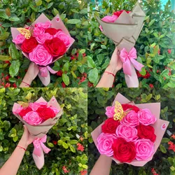 Ramo de 10 rosas rojas y rosadas