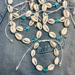 Tobillera de caracoles con estrella de mar 