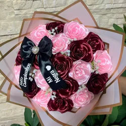 20 rosas con lazo personalizado y frase
