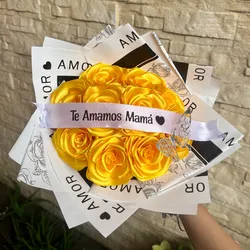 Ramo de 10 rosas con banda personalizada