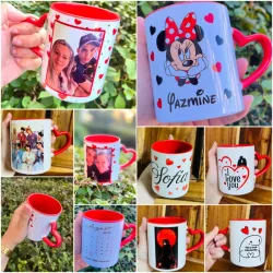 Jarra Blanca con el aza de corazón roja