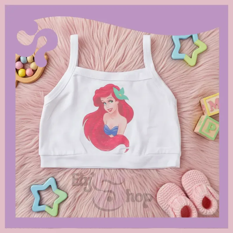 Blusa corta de niña con diseño Sirenita Ariel