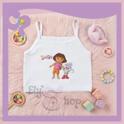 Blusa corta para niña con diseño de Dora color rosa