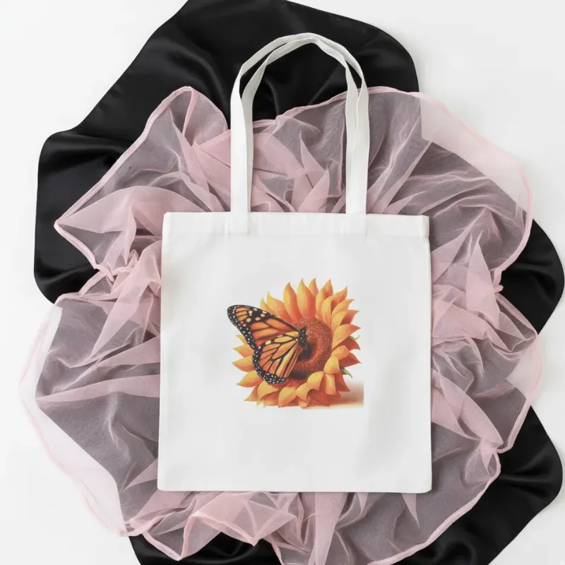 Bolso de lienzo Girasoles y Mariposa